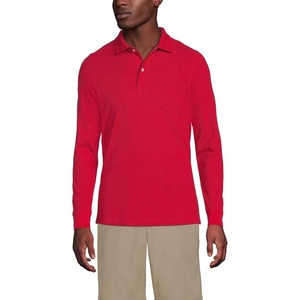 image:imageLands End School Uniform Young Mens Long Sleeve Mesh Polo ShirtRed