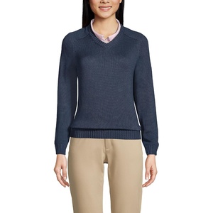 image:imageLands End School Uniform Young Womens Cotton Modal VNeck SweaterClassic Navy