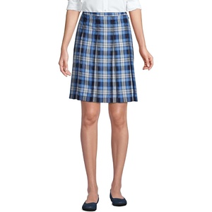 image:imageLands End School Uniform Young Womens Plaid Box Pleat Skirt Top of the KneeClear Blue Plaid