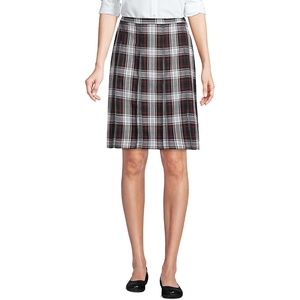 image:imageLands End School Uniform Young Womens Plaid Box Pleat Skirt Top of the KneeEvergreenWhite Plaid