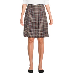 image:imageLands End School Uniform Young Womens Plaid Box Pleat Skirt Top of the KneeGray HeatherMaroon Plaid