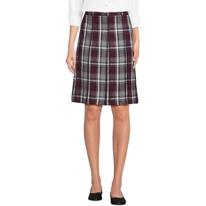 image:imageLands End School Uniform Young Womens Plaid Box Pleat Skirt Top of the KneePlaid BurgundyGray