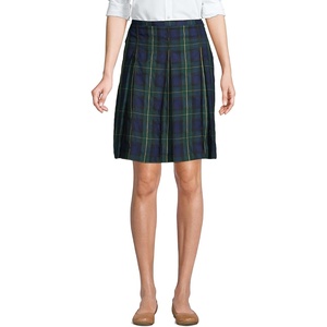 image:imageLands End School Uniform Young Womens Plaid Box Pleat Skirt Top of the KneePlaid HunterClassic Navy