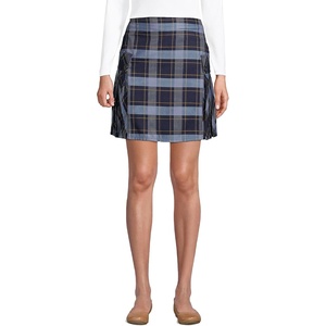 image:imageLands End School Uniform Young Womens Side Pleat Plaid Skort Above the KneeClassic Navy Plaid