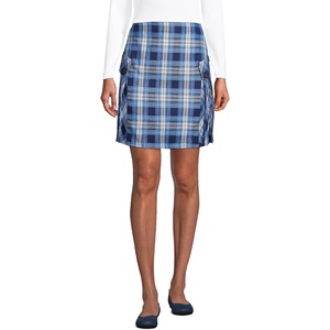 image:imageLands End School Uniform Young Womens Side Pleat Plaid Skort Above the KneeClear Blue Plaid