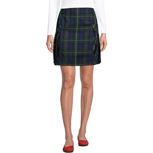 image:imageLands End School Uniform Young Womens Side Pleat Plaid Skort Above the KneeHunterClassic Navy Plaid