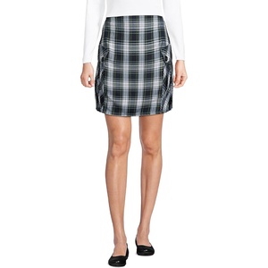 image:imageLands End School Uniform Young Womens Side Pleat Plaid Skort Above the KneeWhite Plaid