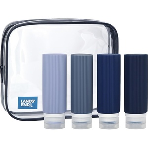 image:imageLands End Travel Bottle Set 3Piece 90 ML Navy Multicolor  Travel Size Silicone Travel Bottles with Clear Container Bag