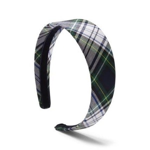 image:imageLands End Uniform Girls Wide Headband Burgundygray Plaid One sizeWhite Plaid