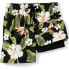 image:imageLands End Mens 7 Inch Volley Hydroliner Swim TrunksHibiscus FloralBlack