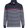 image:imageLands End Mens Bedford Rib Casual Quarter Zip SweaterNavyWhite Placed Stripe