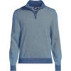 image:imageLands End Mens Long Sleeve Fine Gauge Cotton Quarter Zip SweaterLight Indigo Blue Stripe