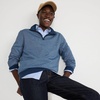 image:imageLands End Mens Long Sleeve Fine Gauge Cotton Quarter Zip SweaterLight Indigo Blue Stripe