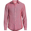 image:imageLands End Mens Long Sleeve Linen ShirtCompass RedClear Blue Stripe