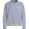 image:imageLands End Mens Long Sleeve Textured Cotton Crewneck SweaterIvory LatteLapis Stripe