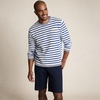 image:imageLands End Mens Long Sleeve Textured Cotton Crewneck SweaterIvory LatteLapis Stripe