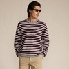 image:imageLands End Mens Long Sleeve Textured Cotton Crewneck SweaterLush Burgundy Stripe