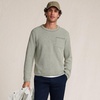 image:imageLands End Mens Long Sleeve Textured Cotton Crewneck SweaterRiver Stone Green Micro Stripe