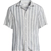 image:imageLands End Mens Short Sleeve Camp Collar Hawaiian ShirtLight IndigoIvory Stripe