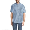 image:imageLands End Mens Short Sleeve No Iron Twill ShirtLight Indigo Blue Plaid