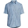 image:imageLands End Mens Short Sleeve No Iron Twill ShirtLight Indigo Blue Plaid