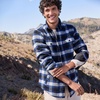 image:imageLands End Mens Super Brushed Shirt JacketAged Steel HeatherBlue Plaid