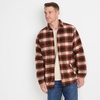 image:imageLands End Mens Super Brushed Shirt JacketRich CoffeeDark Orange Plaid
