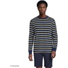image:imageLands End Mens SuperT Long Sleeve TShirtNavyMineral Yellow Stripe