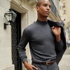 image:imageLands End Mens Supima Cotton Mock TurtleneckDark Charcoal Heather