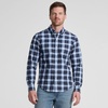 image:imageLands End Mens Tailored Fit No Iron Twill Long Sleeve ShirtMuted BlueIvory Windowpane
