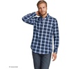 image:imageLands End Mens Tailored Fit No Iron Twill Long Sleeve ShirtMuted BlueIvory Windowpane