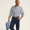image:imageLands End Mens Traditional Fit Long Sleeve Travel Kit ShirtRadiant Navy Stripe