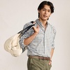 image:imageLands End Mens Wrinkle Resistant Dress ShirtOlive DrabBlue Plaid