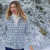image:imageLands End Womens Anyweather Fleece Shirt JacketIvory Latte Plaid