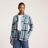 image:imageLands End Womens Anyweather Fleece Shirt JacketSoft Ice BlueNavy Plaid