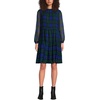image:imageLands End Womens Chiffon Above the Knee Adjustable DressCobalt Blackwatch Plaid