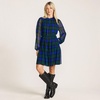 image:imageLands End Womens Chiffon Above the Knee Adjustable DressCobalt Blackwatch Plaid