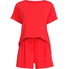 image:imageLands End Womens Cooling 2 Piece Pajama Set  Short Sleeve Tee and ShortsCoral Red