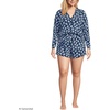 image:imageLands End Womens Cooling 3 Piece Pajama Set  Long Sleeve Top Cami and ShortsDeep Sea Navy Blooms