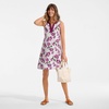 image:imageLands End Womens Cotton Jersey Notch Neck Dress with SoutacheIvoryMagenta Etched Floral