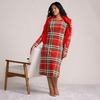 image:imageLands End Womens Cotton Long Sleeve Midcalf NightgownCompass RedEmerald Plaid