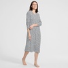 image:imageLands End Womens Cotton Long Sleeve Midcalf NightgownIvoryDeep Sea Pressed Flower
