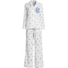 image:imageLands End Womens Cotton Poplin 2 Piece Pajama Set  Long Sleeve Top and PantsWhiteBlue Floral Stripe