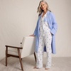 image:imageLands End Womens Cotton Poplin 2 Piece Pajama Set  Long Sleeve Top and PantsWhiteBlue Floral Stripe
