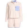 image:imageLands End Womens Cotton Poplin 2 Piece Pajama Set  Long Sleeve Top and Shorts with PipingPinkChampagne Check