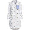 image:imageLands End Womens Cotton Poplin Long Sleeve Sleepshirt NightgownWhiteBlue Floral Stripe