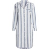 image:imageLands End Womens Cotton Poplin Long Sleeve Sleepshirt NightgownWhiteClear Blue Floral Stripe