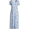 image:imageLands End Womens Cotton Short Sleeve Midcalf NightgownIvoryLight Sea Blue Floral