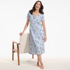 image:imageLands End Womens Cotton Short Sleeve Midcalf NightgownIvoryLight Sea Blue Floral