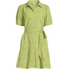 image:imageLands End Womens Elbow Sleeve Eyelet Knee Length Shirt DressBright Pistachio Floral Eyelet